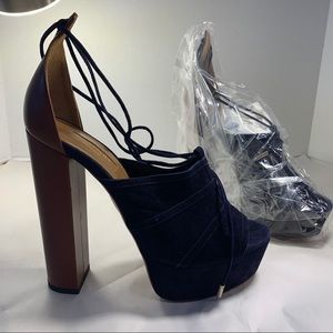 Aquazzura Blue Suede Platform Sandals